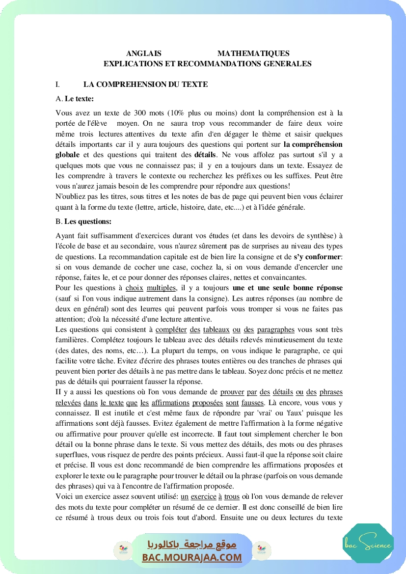 Corrigé principale anglais Bac 2017 – Section science
